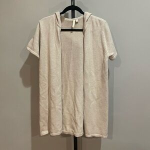 J Jill Pure Jill Short Sleeve Tan Cardigan With Hood Size Large